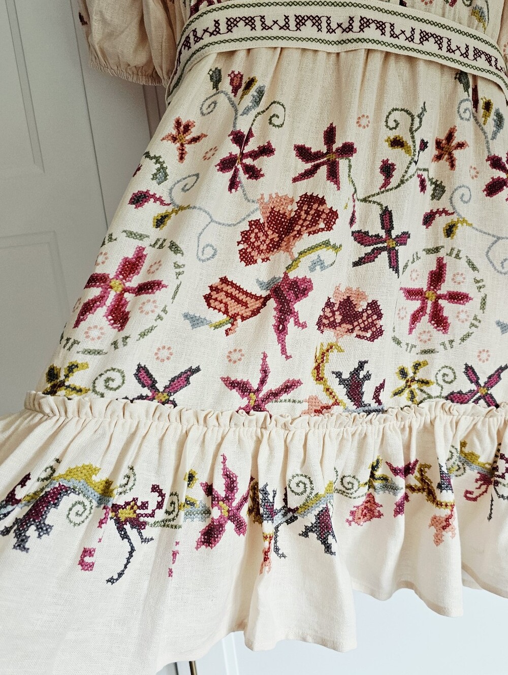 Caroline Constas Zimmermann Cream Embroidered Dress Floral Lace Rare NWT $450 - Picture 8 of 9